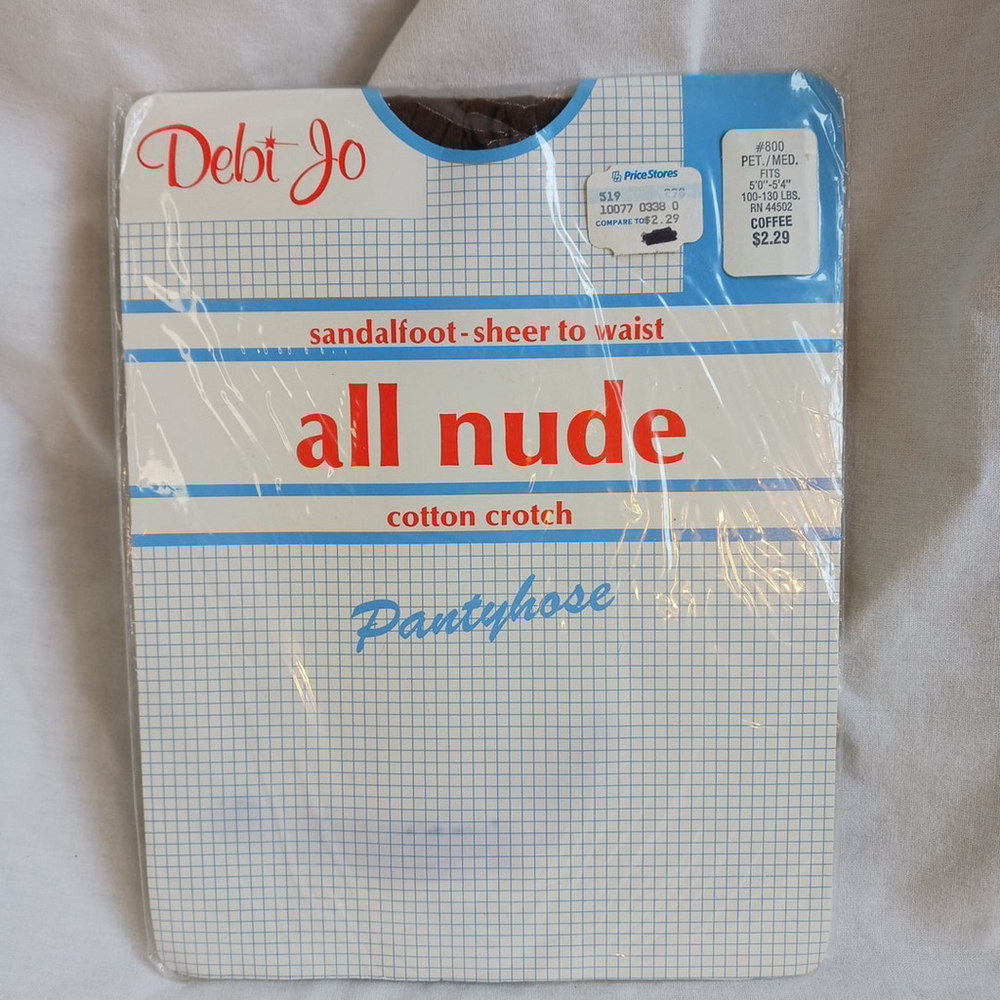 Debi Jo Nude Coffee Pantyhose Sheer To Waist Petite Medium